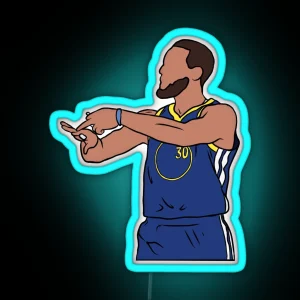 Steph Curry 4 Rings Celebration RGB Neon Sign