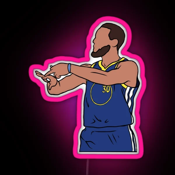 Steph Curry 4 Rings Celebration RGB Neon Sign