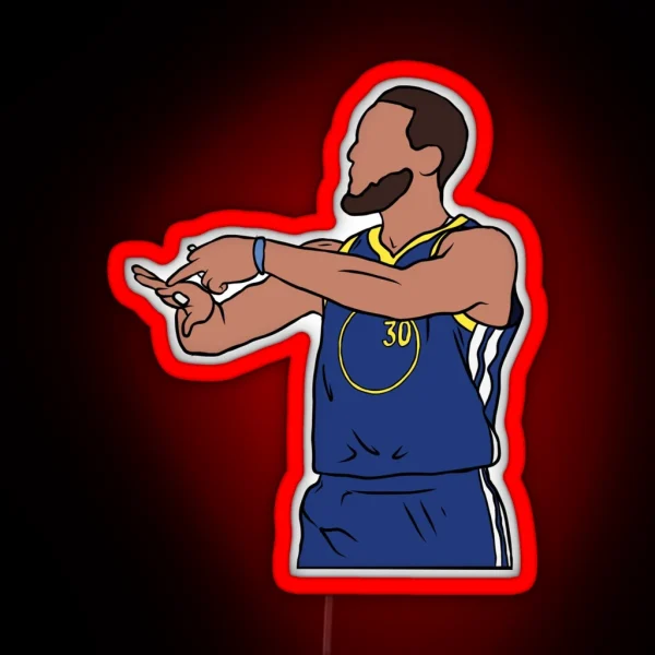 Steph Curry 4 Rings Celebration RGB Neon Sign