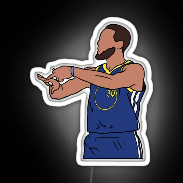Steph Curry 4 Rings Celebration RGB Neon Sign