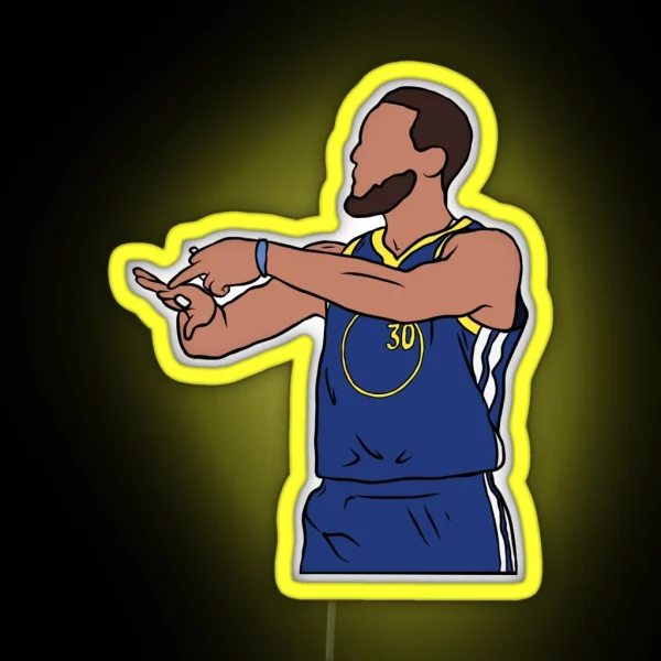 Steph Curry 4 Rings Celebration RGB Neon Sign