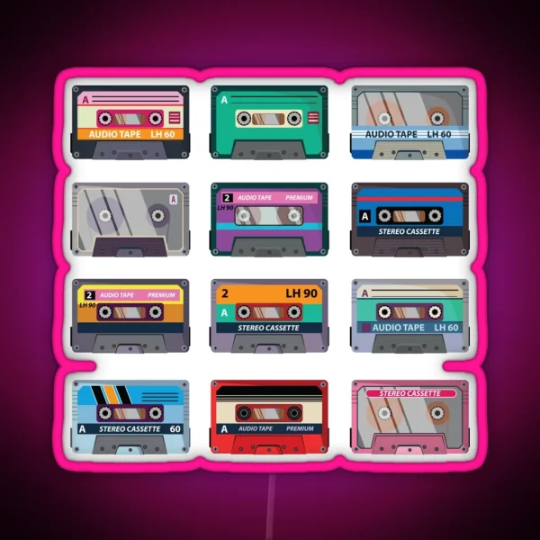 Stereo Music Cassette Tapes RGB Neon Sign