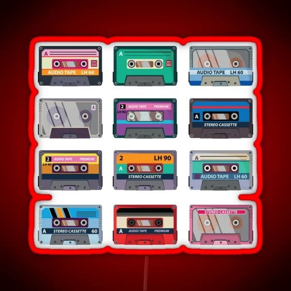 Stereo Music Cassette Tapes RGB Neon Sign