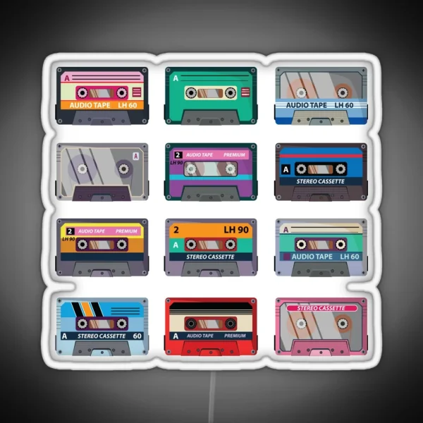 Stereo Music Cassette Tapes RGB Neon Sign