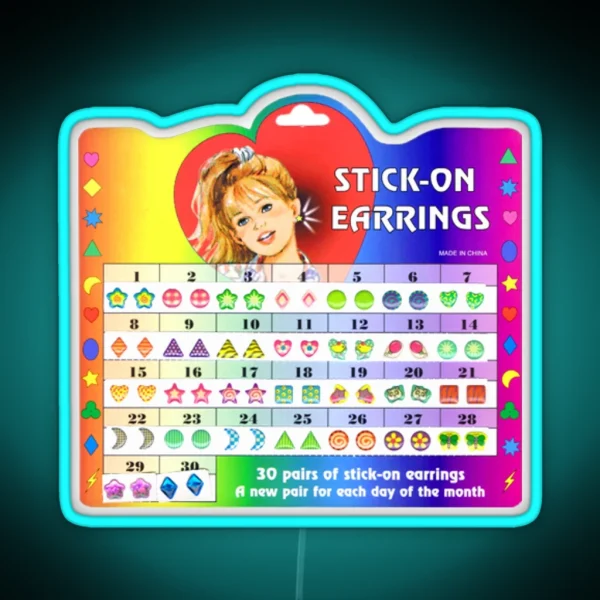 Stick On Earrings RGB Neon Sign