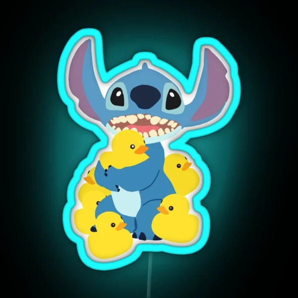 Stitch And His Duckies RGB Neon Sign