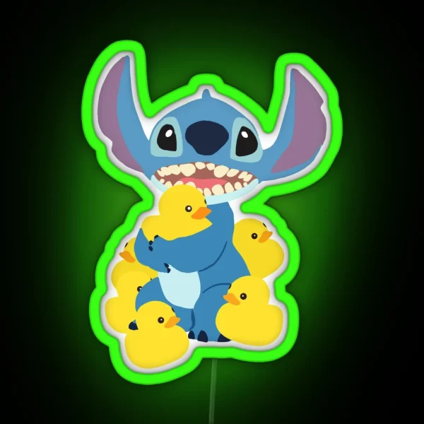 Stitch And His Duckies RGB Neon Sign