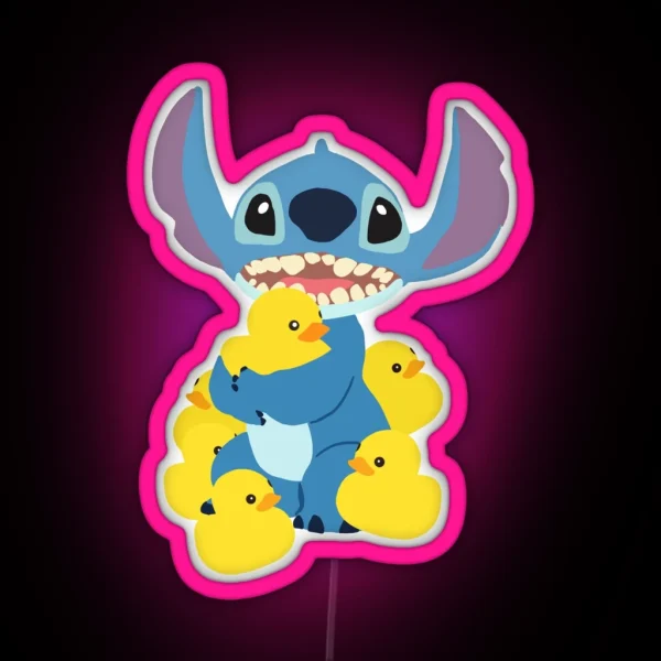 Stitch And His Duckies RGB Neon Sign