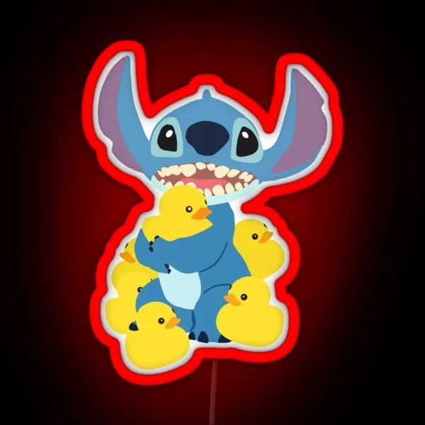 Stitch And His Duckies RGB Neon Sign