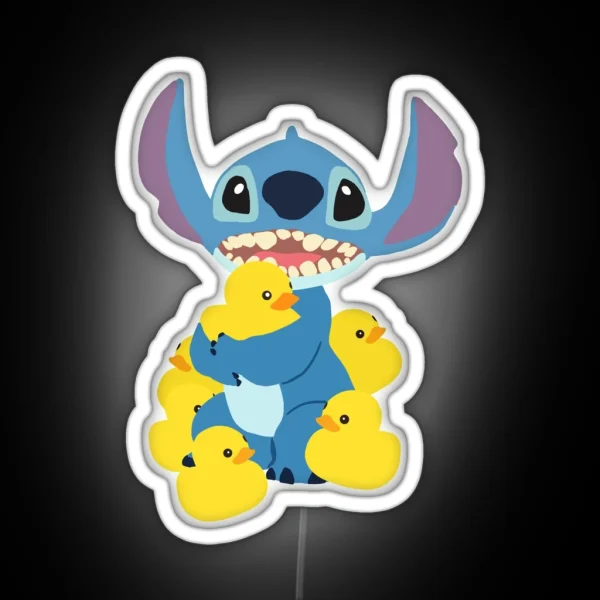 Stitch And His Duckies RGB Neon Sign