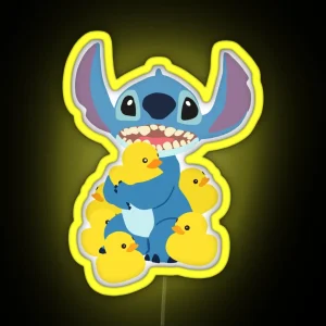 Stitch And His Duckies RGB Neon Sign