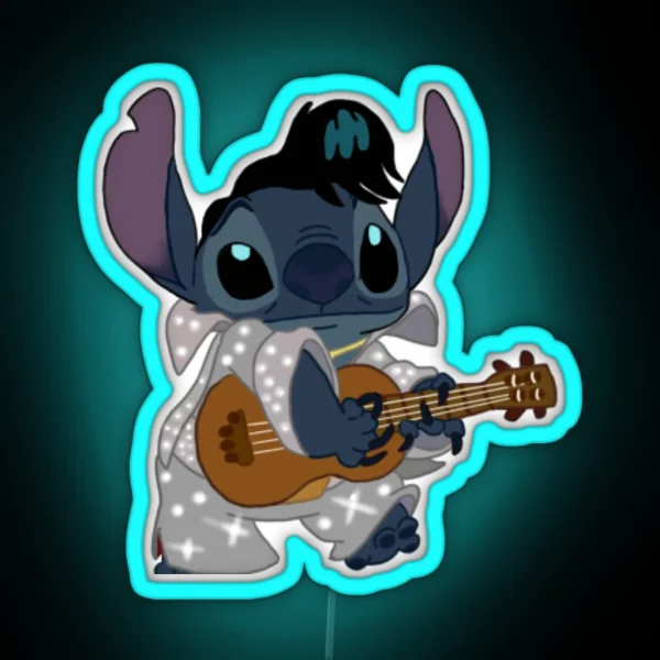Stitch But He S Elvis RGB Neon Sign