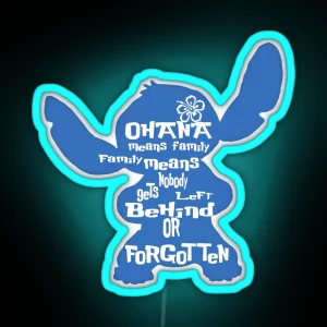 Stitch Ohana Means Family RGB Neon Sign