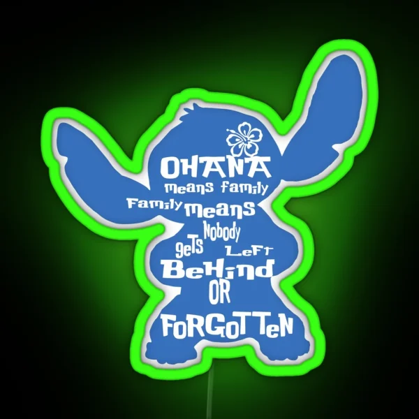 Stitch Ohana Means Family RGB Neon Sign