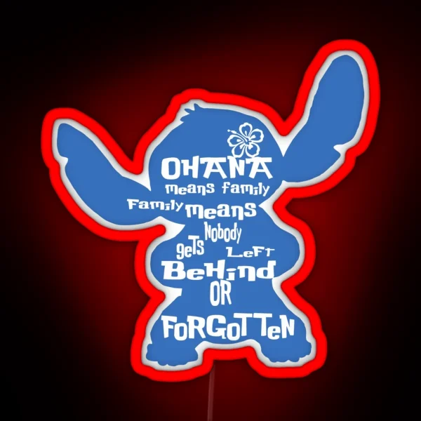 Stitch Ohana Means Family RGB Neon Sign