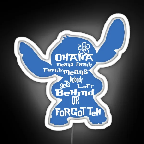 Stitch Ohana Means Family RGB Neon Sign