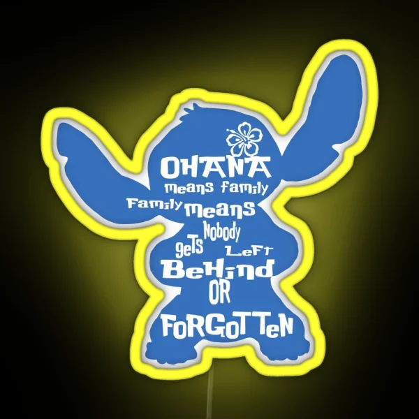 Stitch Ohana Means Family RGB Neon Sign