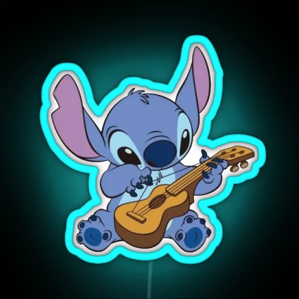 Stitch Playing Ukulele RGB Neon Sign