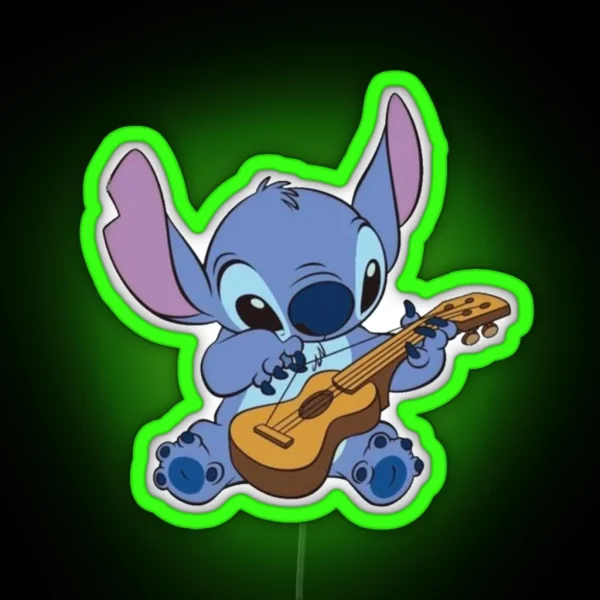 Stitch Playing Ukulele RGB Neon Sign