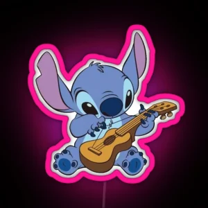 Stitch Playing Ukulele RGB Neon Sign