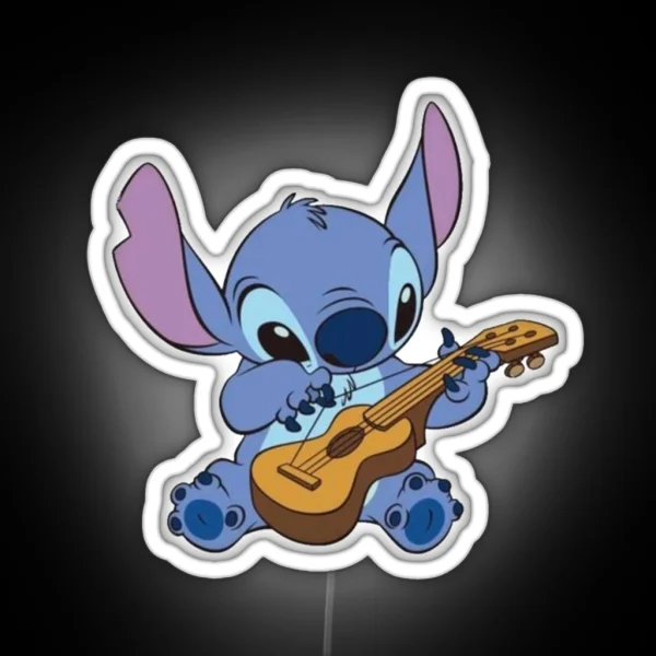 Stitch Playing Ukulele RGB Neon Sign