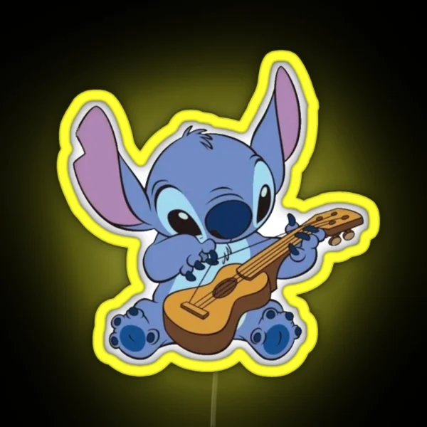 Stitch Playing Ukulele RGB Neon Sign