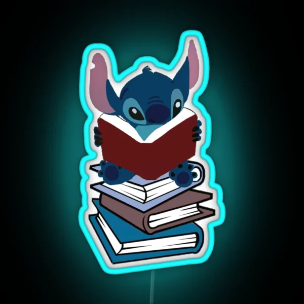 Stitch Reading RGB Neon Sign