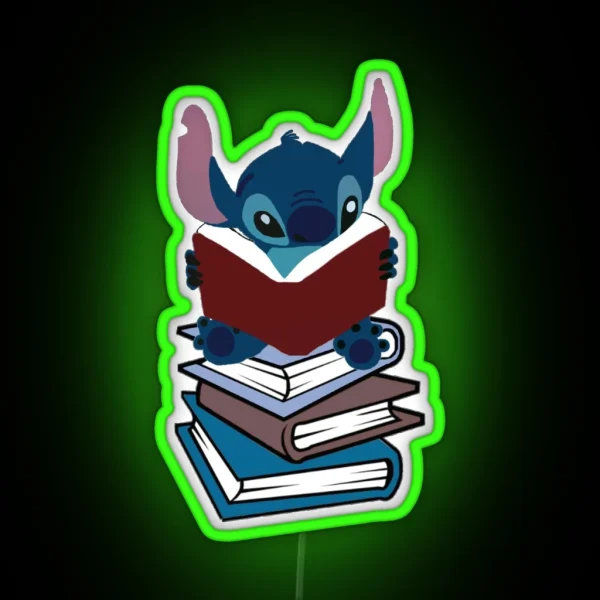 Stitch Reading RGB Neon Sign