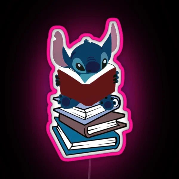 Stitch Reading RGB Neon Sign