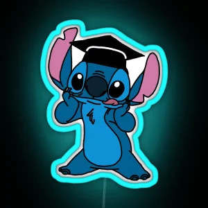 Stitch Wearing Grad Cap RGB Neon Sign