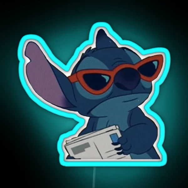Stitch With Glasses RGB Neon Sign