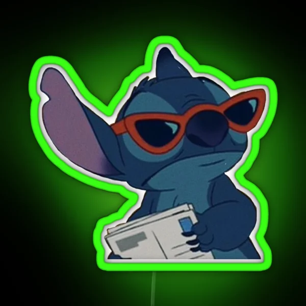 Stitch With Glasses RGB Neon Sign