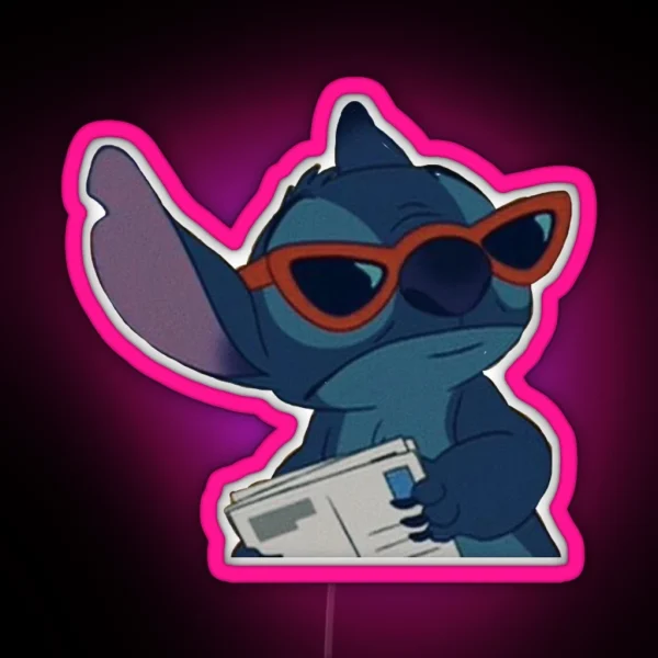 Stitch With Glasses RGB Neon Sign