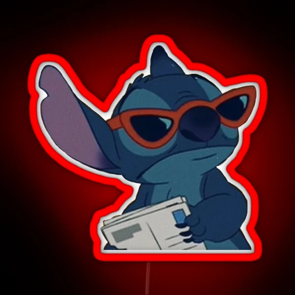 Stitch With Glasses RGB Neon Sign