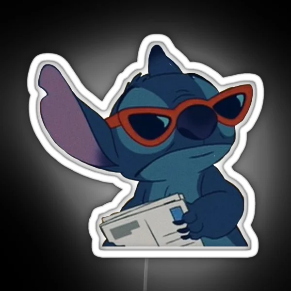 Stitch With Glasses RGB Neon Sign