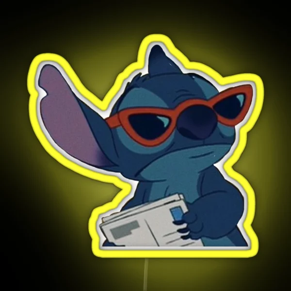 Stitch With Glasses RGB Neon Sign