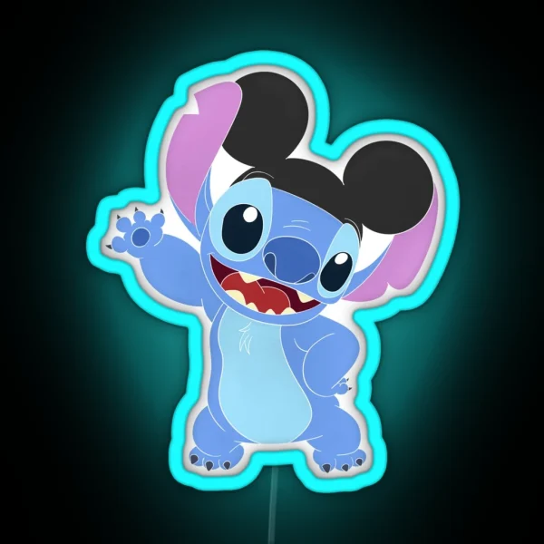 Stitch With Mickey Ears RGB Neon Sign
