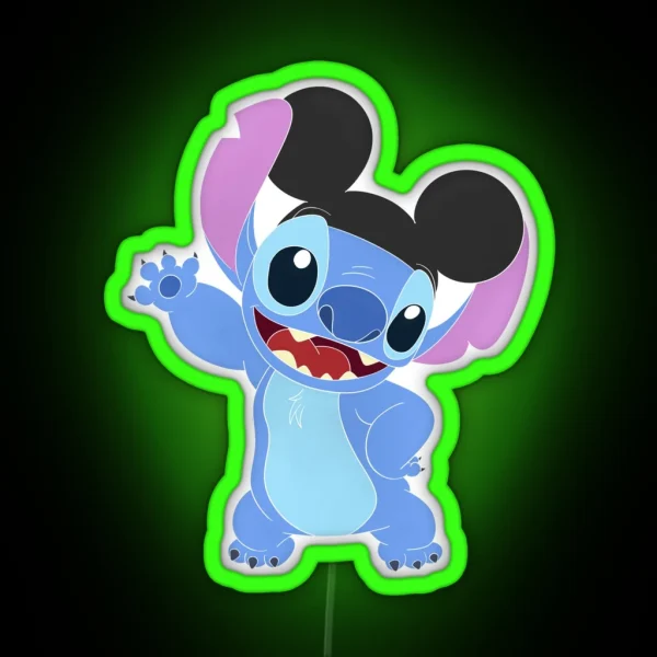 Stitch With Mickey Ears RGB Neon Sign
