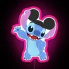 Personalized RGB neon sign featuring Mickey Mouse ears and stitching