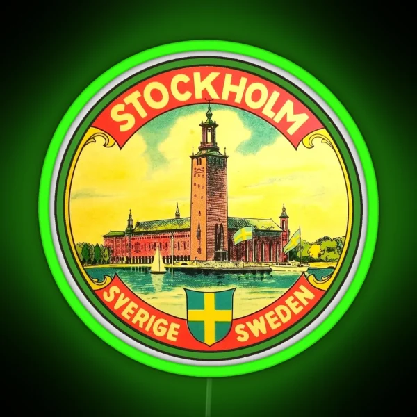 Stockholm Sweden Vintage Travel Decal RGB Neon Sign