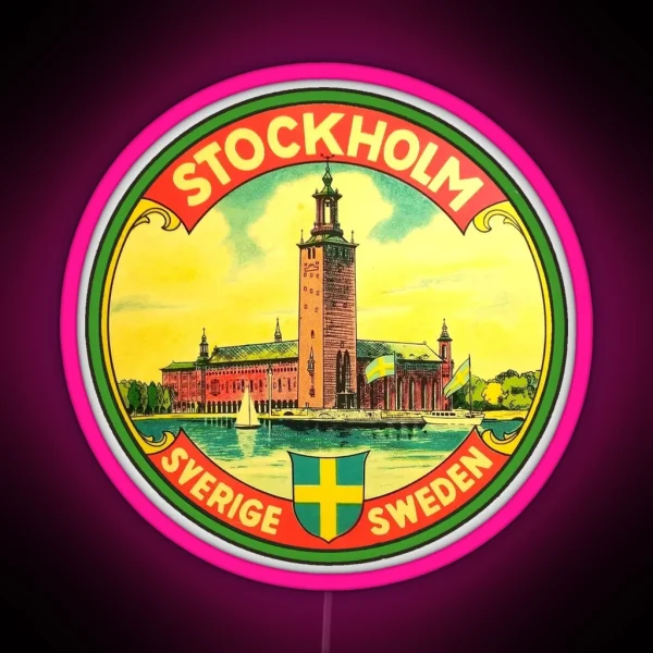 Stockholm Sweden Vintage Travel Decal RGB Neon Sign