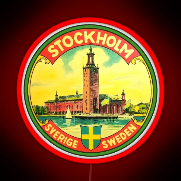 Stockholm Sweden Vintage Travel Decal RGB Neon Sign