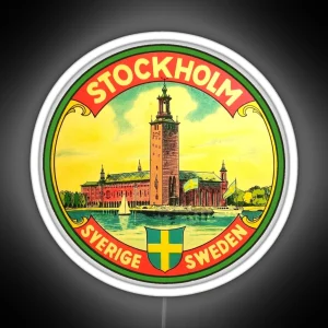 Stockholm Sweden Vintage Travel Decal RGB Neon Sign