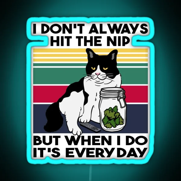Stoner Cat Funny Cat Loves Weed RGB Neon Sign