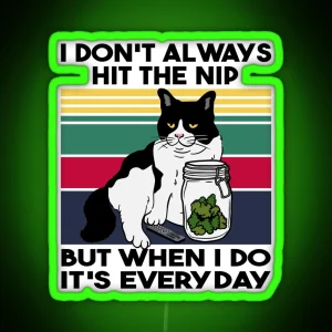 Stoner Cat Funny Cat Loves Weed RGB Neon Sign