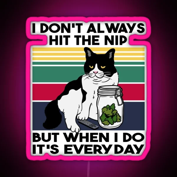 Stoner Cat Funny Cat Loves Weed RGB Neon Sign