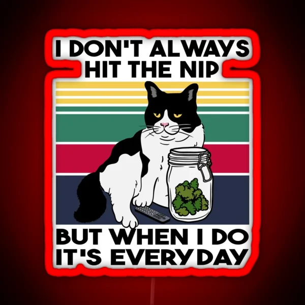 Stoner Cat Funny Cat Loves Weed RGB Neon Sign