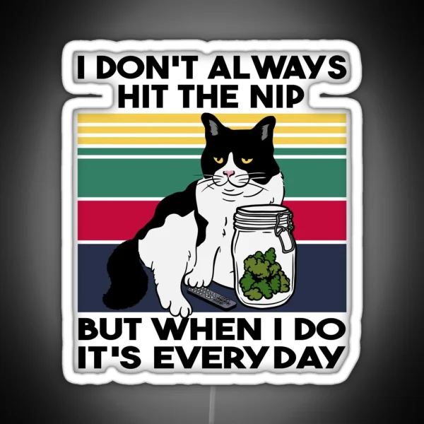 Stoner Cat Funny Cat Loves Weed RGB Neon Sign