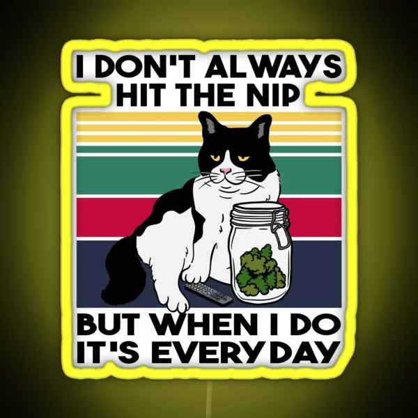 Stoner Cat Funny Cat Loves Weed RGB Neon Sign