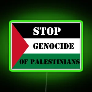 Stop Genocide Of Palestinians Free Palestine With Flag RGB Neon Sign